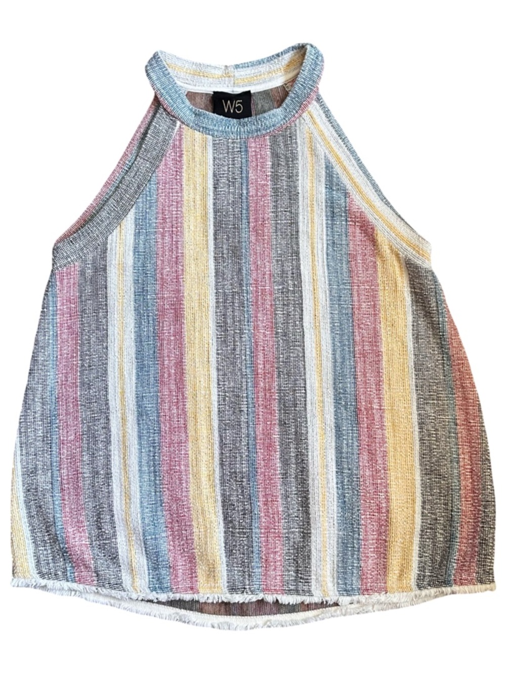 W5 Anthropologie Multicolor Striped Halter Sleeveless Top Med Boho Vacation EUC